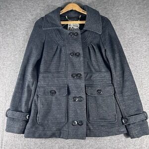 Billabong Double Breasted Women's Pea Coat Size Medium Heather Black color